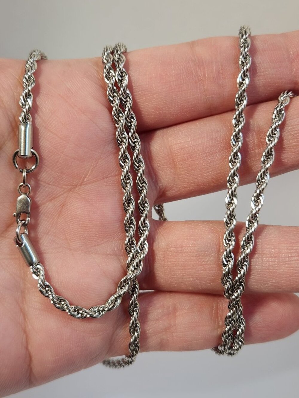 Vintage Aurafin 14K White Gold Rope Chain Necklace 30" Italy 15.76g